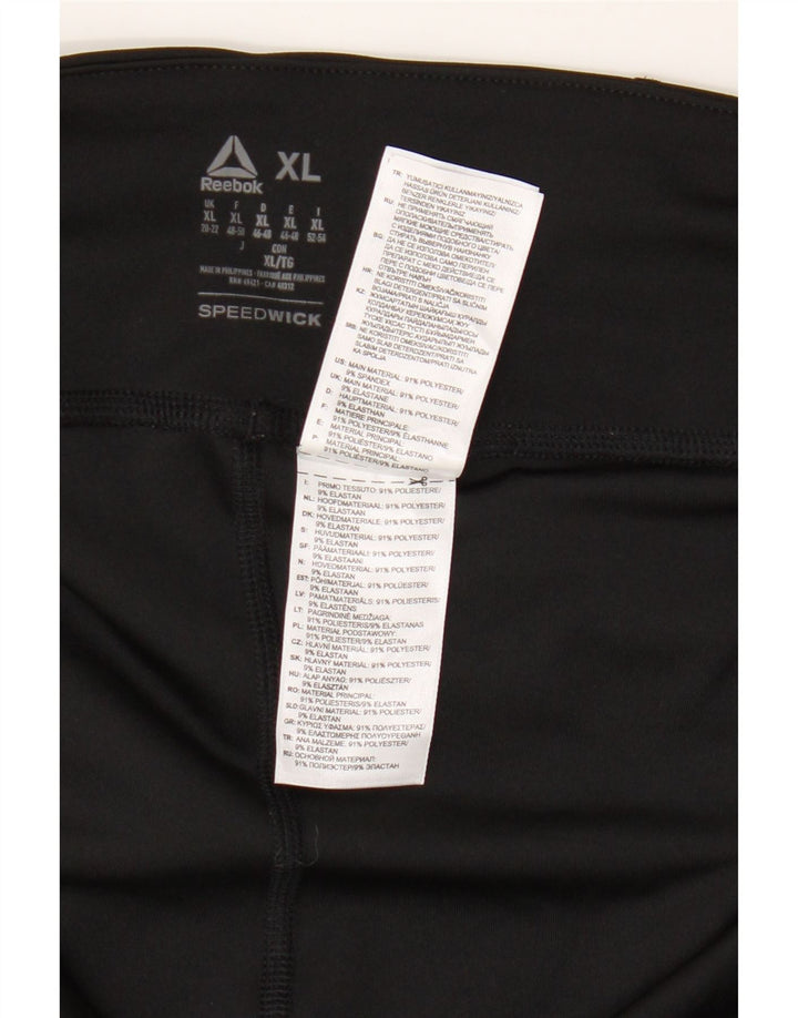 REEBOK Womens Capri Leggings UK 20/22 XL Black Colourblock Polyester