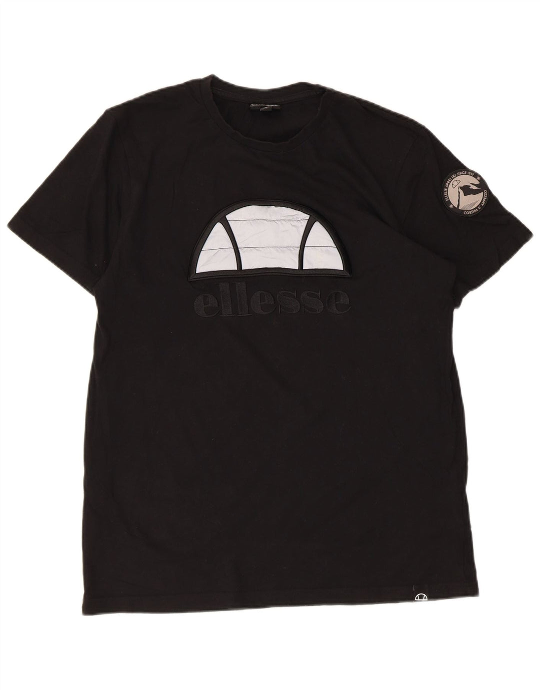 ELLESSE Womens Graphic T-Shirt Top UK 14 Medium Black Cotton
