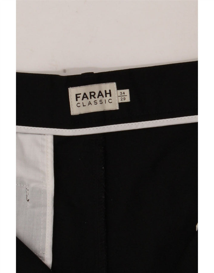 FARAH Mens Classic Straight Chino Trousers W34 L29 Black Polyester
