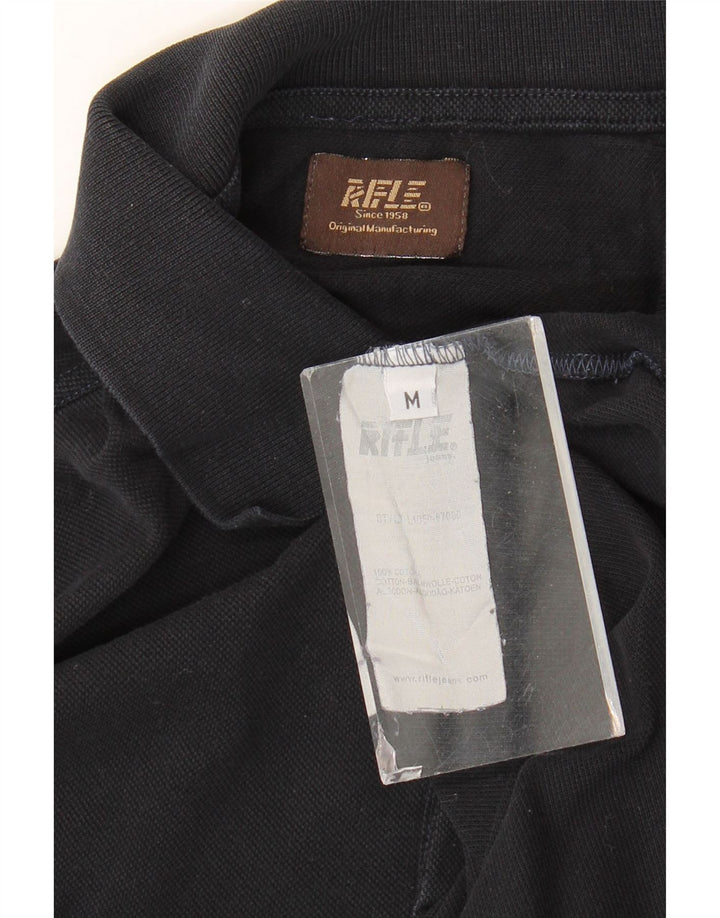 Rifle Mens Polo Shirt Medium Black Cotton