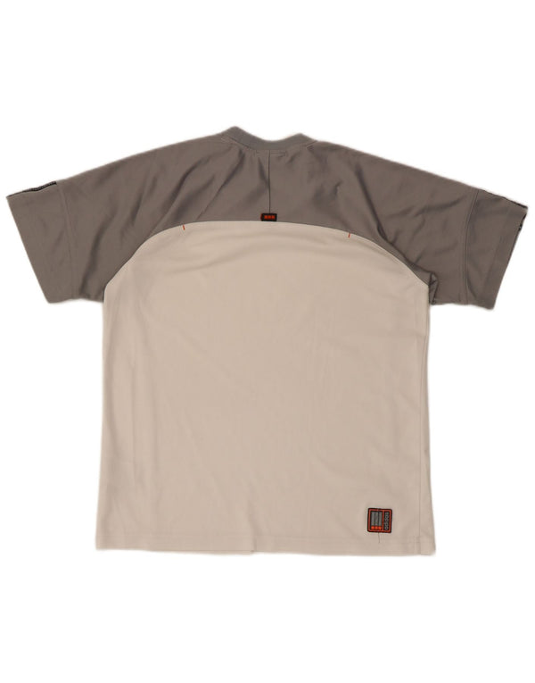 ADIDAS Boys T-Shirt Top 13-14 Years White Colourblock Polyester