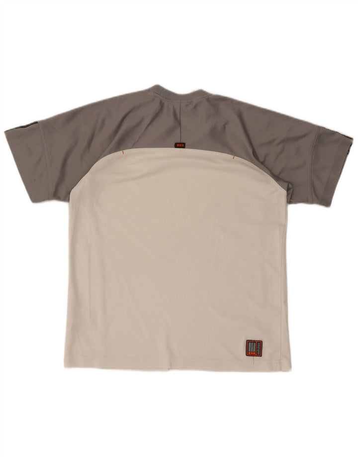 ADIDAS Boys T-Shirt Top 13-14 Years White Colourblock Polyester