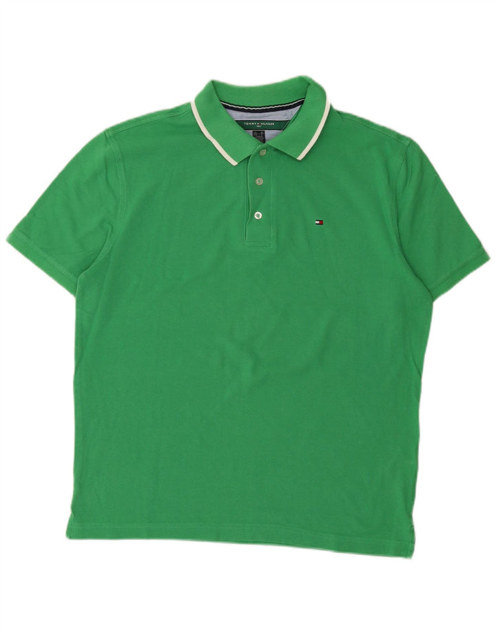 Tommy Hilfiger Mens Golf Polo Shirt Large Green Cotton