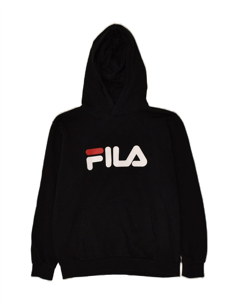 FILA Boys Graphic Hoodie Jumper 11-12 Years Black Cotton | Vintage Fila | Thrift | Second-Hand Fila | Used Clothing | Messina Hembry 