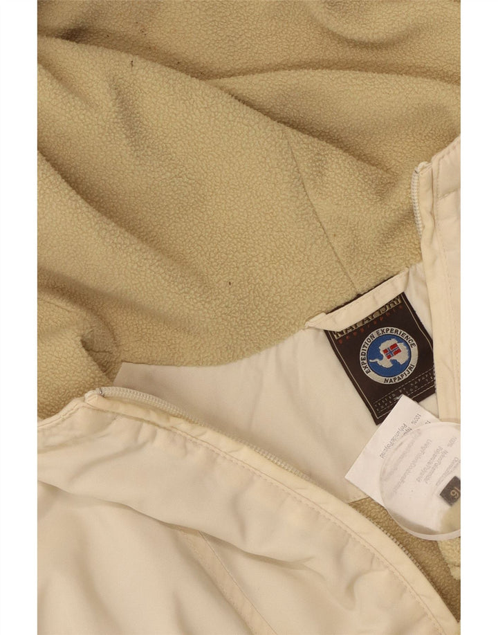 NAPAPIJRI Boys Graphic Hooded Anorak Jacket 15-16 Years Beige Nylon