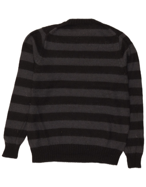 Marks & Spencer Mens Autograph Zip Neck Jumper Sweater Medium Black Striped