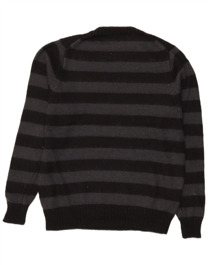 Marks & Spencer Mens Autograph Zip Neck Jumper Sweater Medium Black Striped