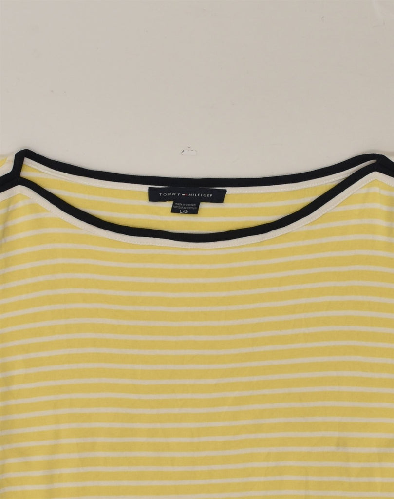 TOMMY HILFIGER Womens Blouse Top UK 14 Large Yellow Striped Cotton | Vintage Tommy Hilfiger | Thrift | Second-Hand Tommy Hilfiger | Used Clothing | Messina Hembry 