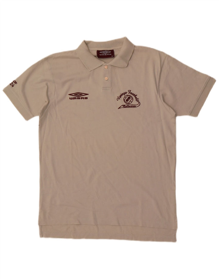 Umbro Mens Graphic Polo Shirt Medium White Cotton