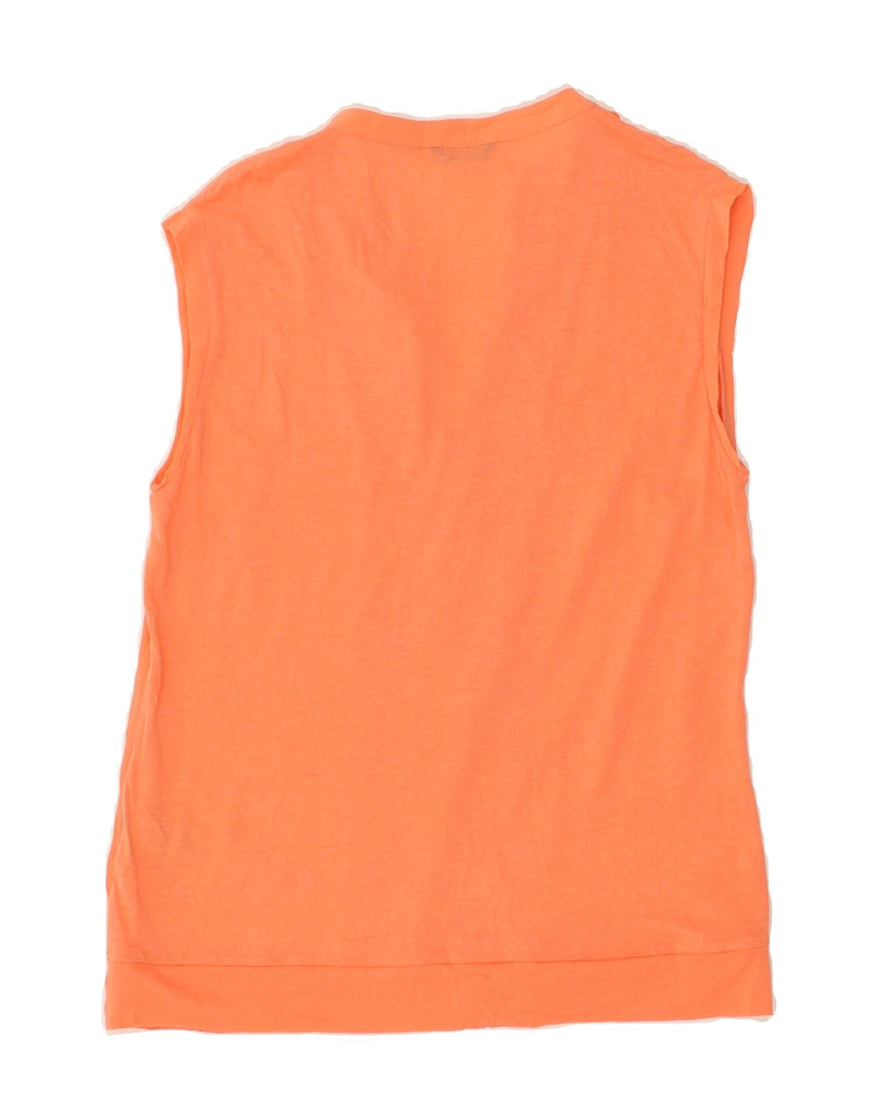 MASSIMO DUTTI Womens Sleeveless Pullover Shirt UK 12 Medium Orange Viscose | Vintage Massimo Dutti | Thrift | Second-Hand Massimo Dutti | Used Clothing | Messina Hembry 