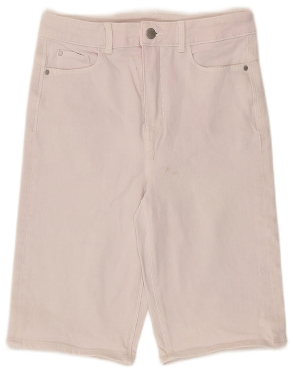 Marks & Spencer Womens High Waist Denim Shorts UK 10 Small W28  Pink Cotton