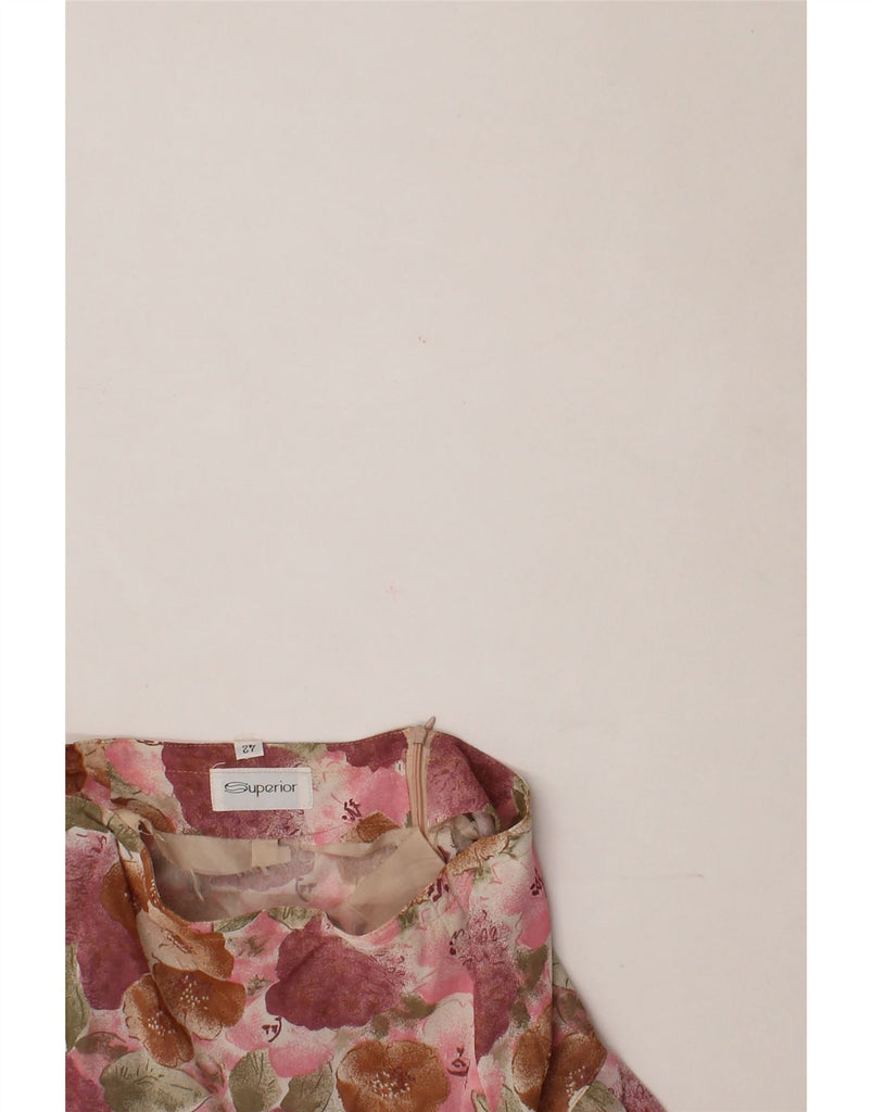 SUPERIOR Womens Knife Pleated Skirt IT 42 Medium W28  Pink Floral Vintage Superior and Second-Hand Superior from Messina Hembry 
