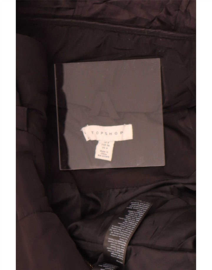 Topshop Womens Hooded Padded Jacket UK 8 Small Black Polyester