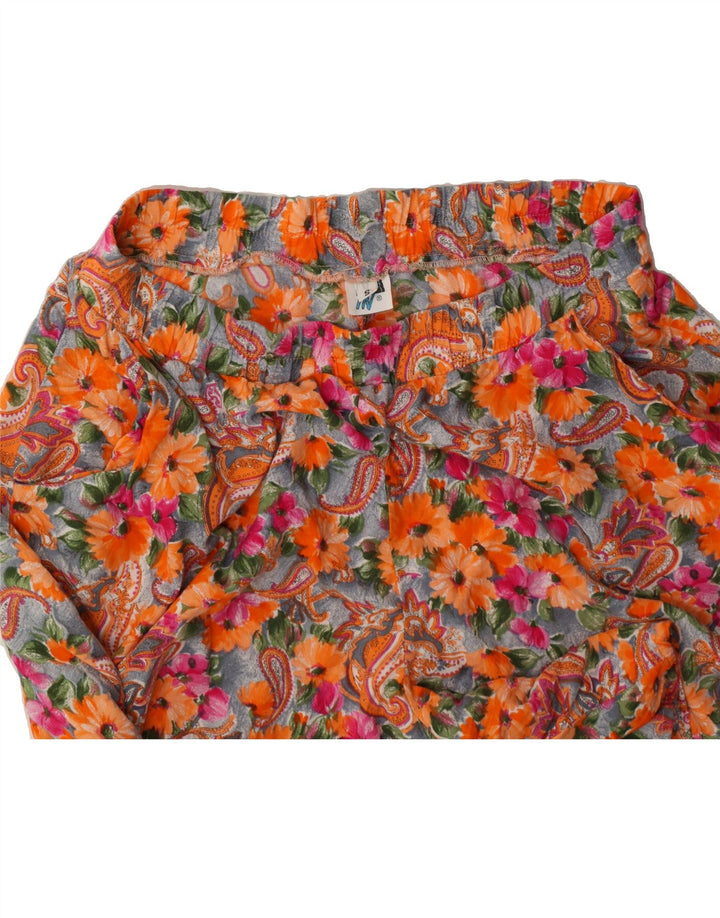 VINTAGE Womens A-Line Skirt Small W30 Orange Floral Vintage Vintage and Second-Hand Vintage from Messina Hembry 