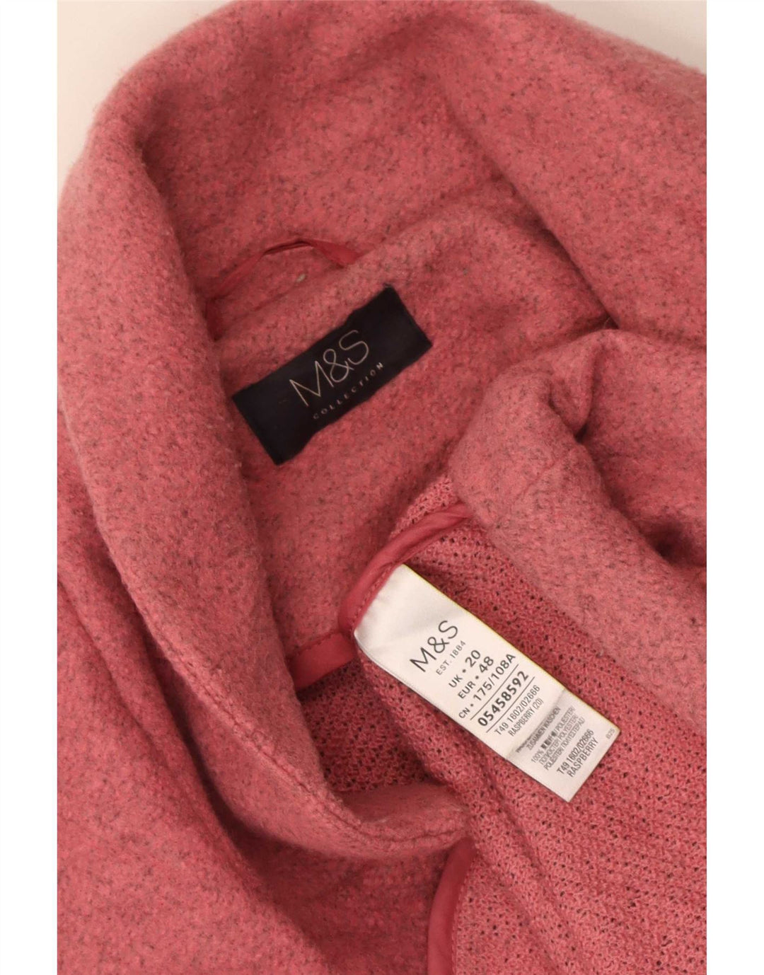 Marks & Spencer Womens Oversized Open Overcoat UK 20 2XL Pink Polyester