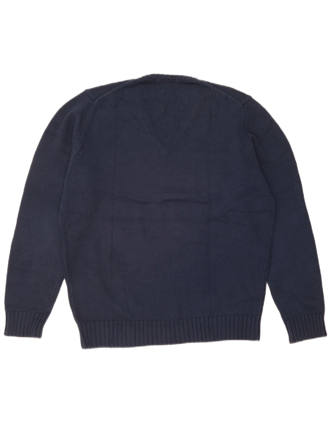 Zara Mens V-Neck Jumper Sweater Large Navy Blue Cotton
