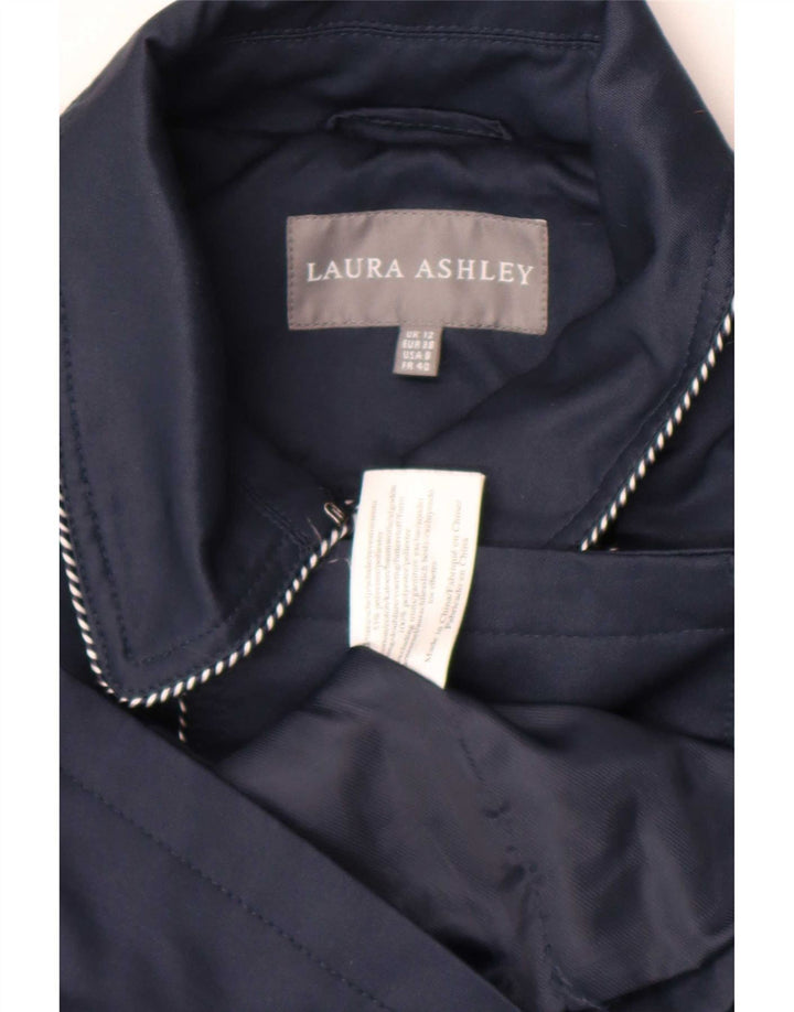 Laura Ashley Womens Double Breasted Trench Coat UK 12 Medium Navy Blue