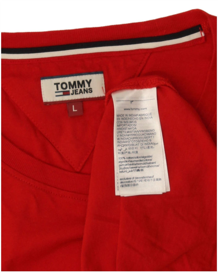 Tommy Hilfiger Mens T-Shirt Top Large Red Cotton