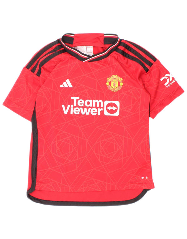 Adidas Boys Manchester United Graphic T-Shirt Top 5-6 Years Red Geometric