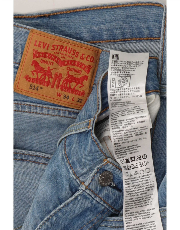 Levi's Mens 514 Straight Jeans W34 L32 Blue Cotton