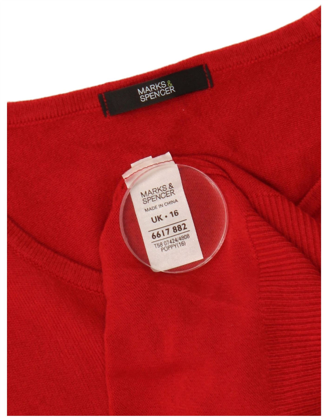 Marks & Spencer Womens Crew Neck Jumper Sweater UK 16 Large Red