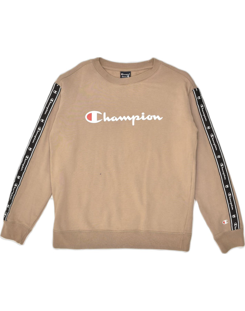 CHAMPION Womens Oversized Graphic Sweatshirt Jumper XS Brown Cotton | Vintage Champion | Thrift | Second-Hand Champion | Used Clothing | Messina Hembry 