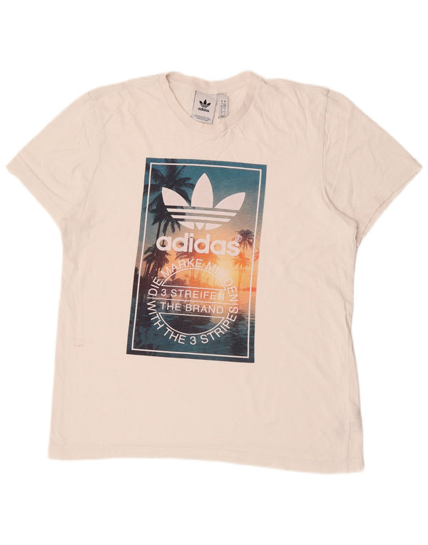 Adidas Mens Graphic T-Shirt Top Large White Cotton