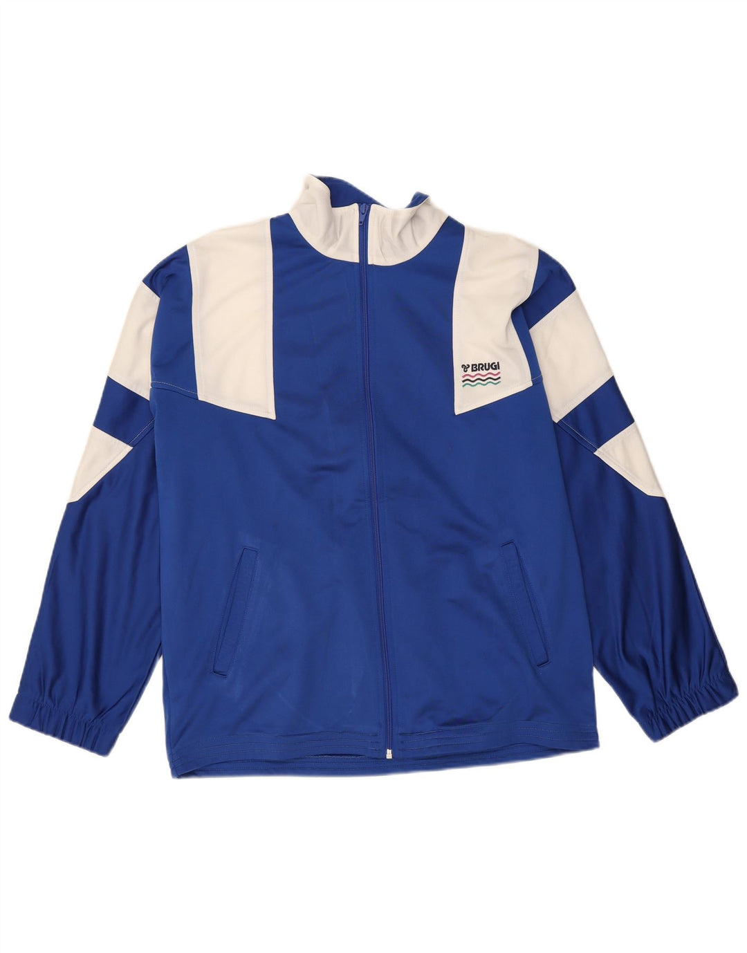 Brugi Mens Tracksuit Top Jacket Medium Blue Colourblock Polyester