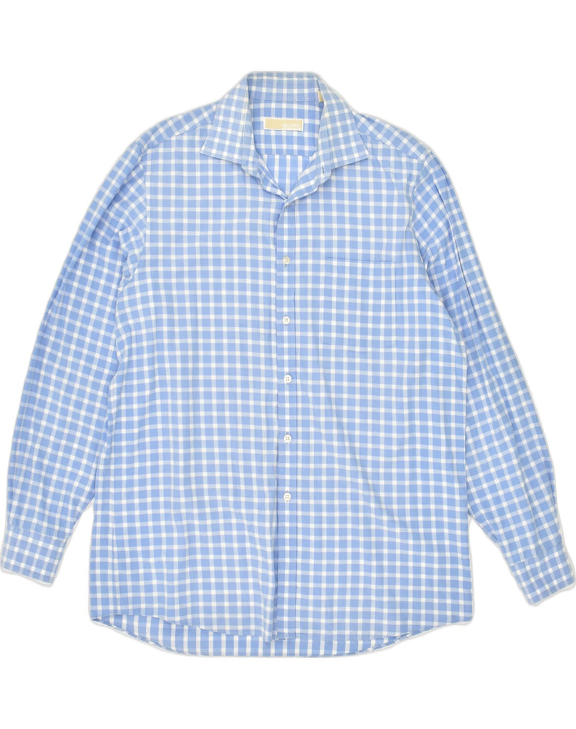 MICHAEL KORS Mens Shirt Size 16 1/2 Large Blue Gingham Cotton | Vintage Michael Kors | Thrift | Second-Hand Michael Kors | Used Clothing | Messina Hembry 