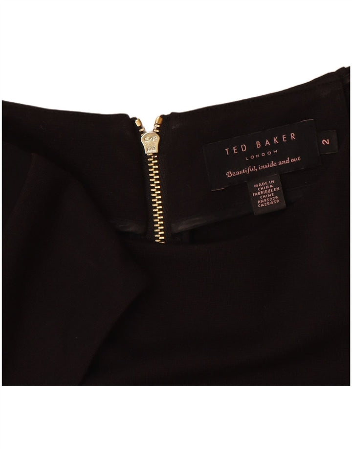 Ted Baker Womens Sheath Dress Size 2 Small Black Colourblock Viscose