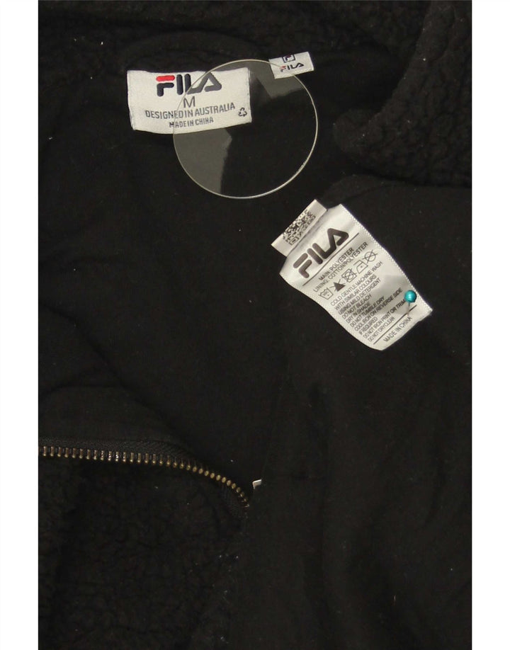 Fila Womens Zip Neck Fleece Jumper UK 14 Medium Black Polyester