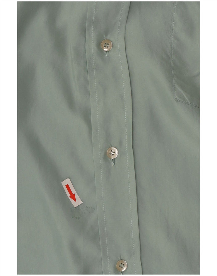 BARONI Mens Short Sleeve Shirt IT 50 Medium Green Silk