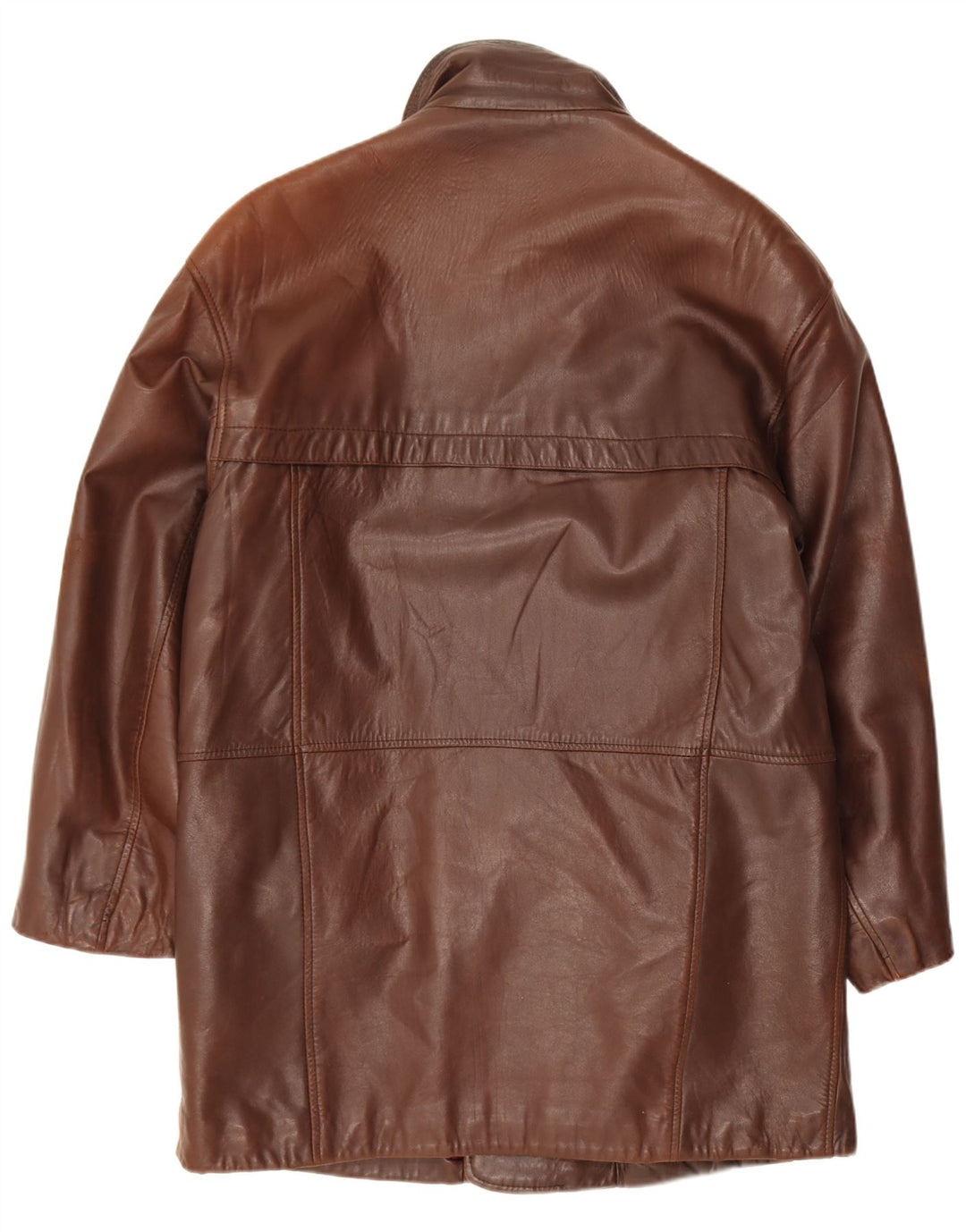 Vintage Womens Leather Coat UK 14 Large Brown