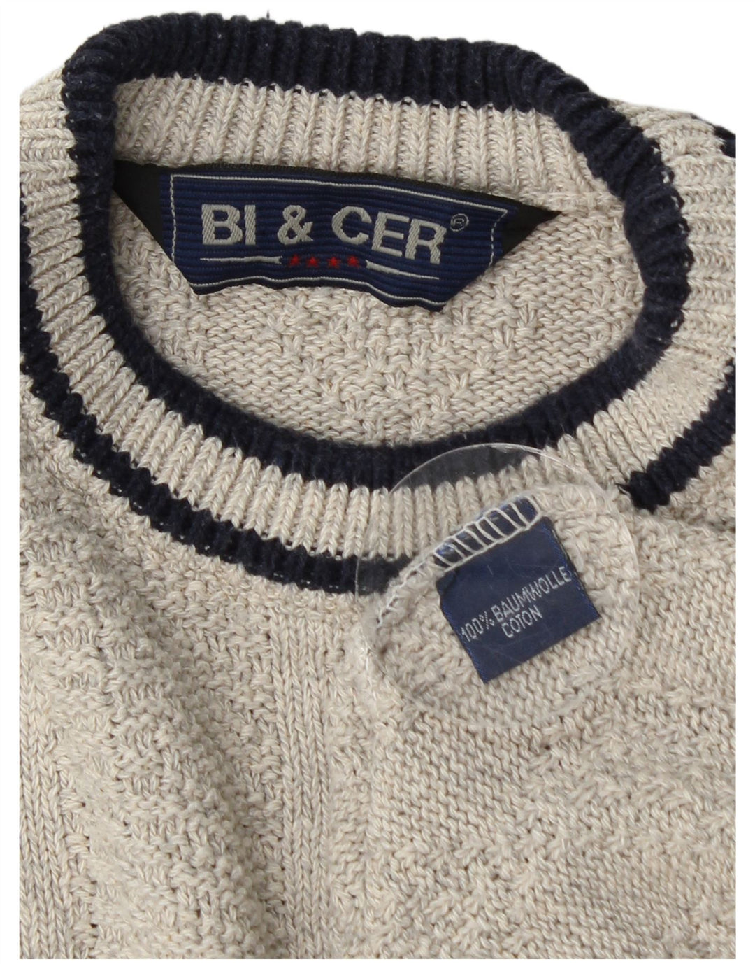 VINTAGE Mens Crew Neck Jumper Sweater XL Grey Cotton