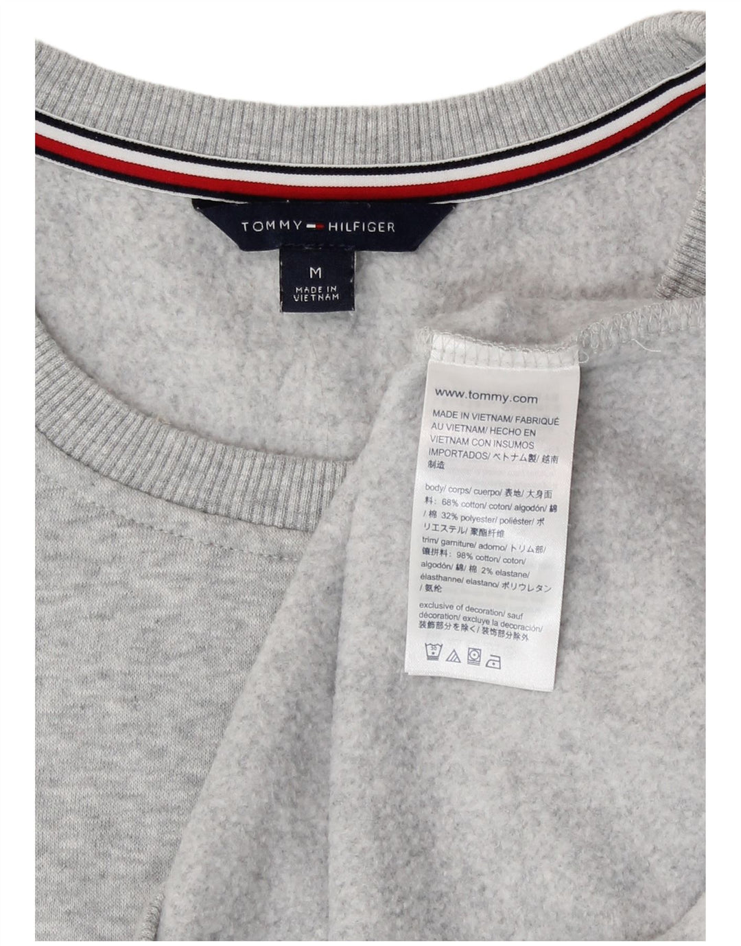 Tommy Hilfiger Womens Graphic Sweatshirt Jumper UK 14 Medium Grey Flecked