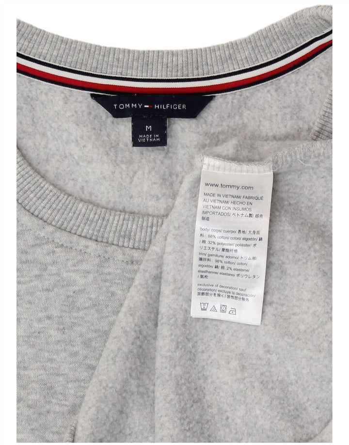 Tommy Hilfiger Womens Graphic Sweatshirt Jumper UK 14 Medium Grey Flecked