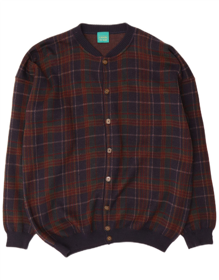 Canda Mens Cardigan Sweater 2XL Multicoloured Check Acrylic