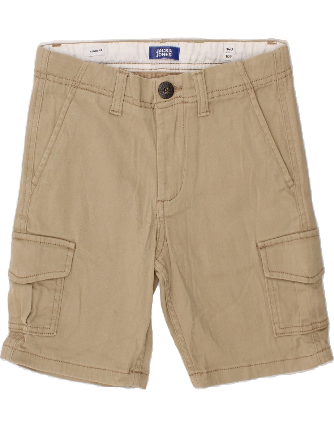 JACK & JONES Boys Regular Cargo Shorts 9-10 Years W24 Beige Cotton Vintage Jack & Jones and Second-Hand Jack & Jones from Messina Hembry 