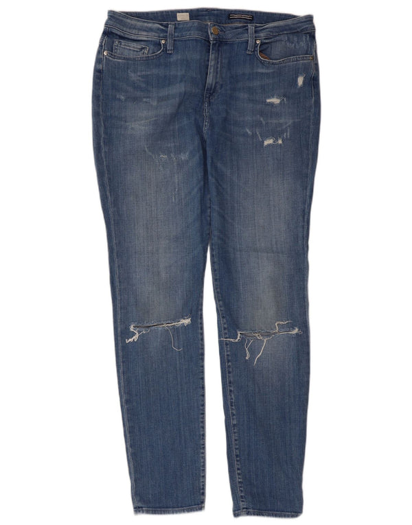 Tommy Hilfiger Womens Girlfriend Distressed Slim Jeans W30 L30 Blue Cotton