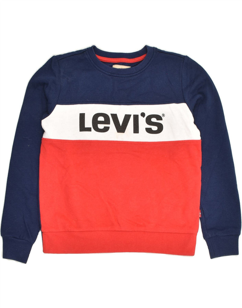 LEVI'S Boys Graphic Sweatshirt Jumper 11-12 Years Navy Blue Colourblock | Vintage Levi's | Thrift | Second-Hand Levi's | Used Clothing | Messina Hembry 