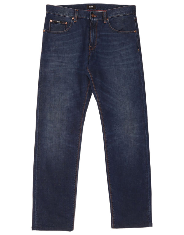 Hugo Boss Mens Straight Jeans W32 L30 Navy Blue Cotton