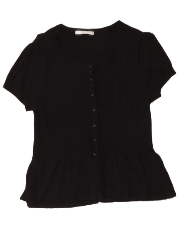 Marks & Spencer Womens Short Sleeve Shirt Blouse UK 18 Large  Black Viscose