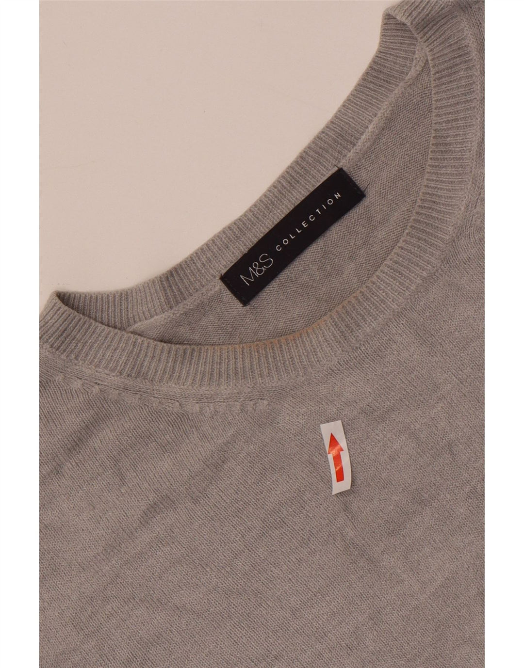 Marks & Spencer Womens Crew Neck Jumper Sweater UK 14 Large Grey Acrylic