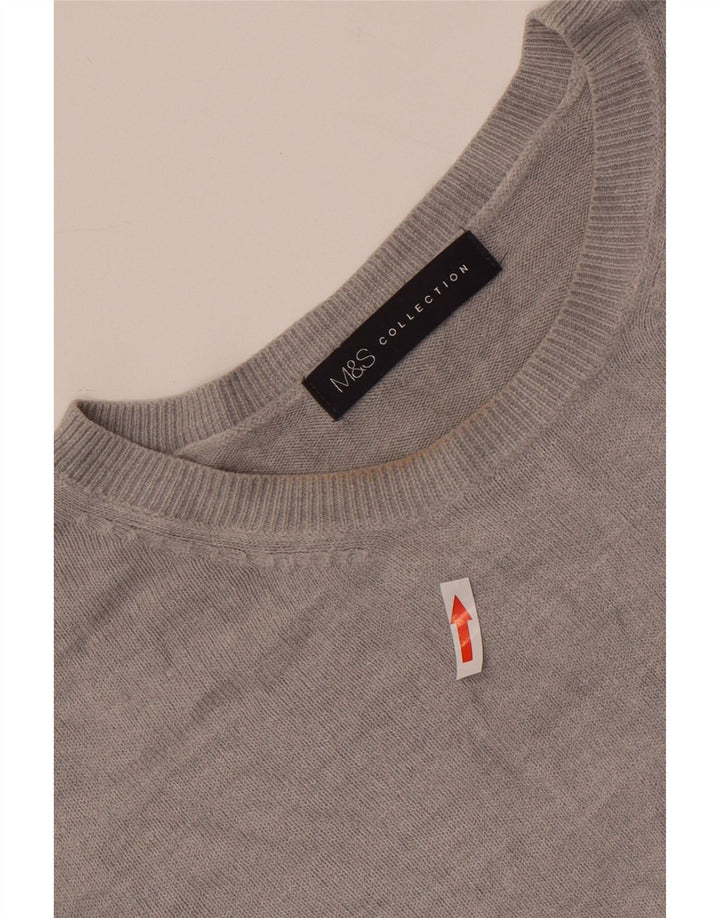 Marks & Spencer Womens Crew Neck Jumper Sweater UK 14 Large Grey Acrylic