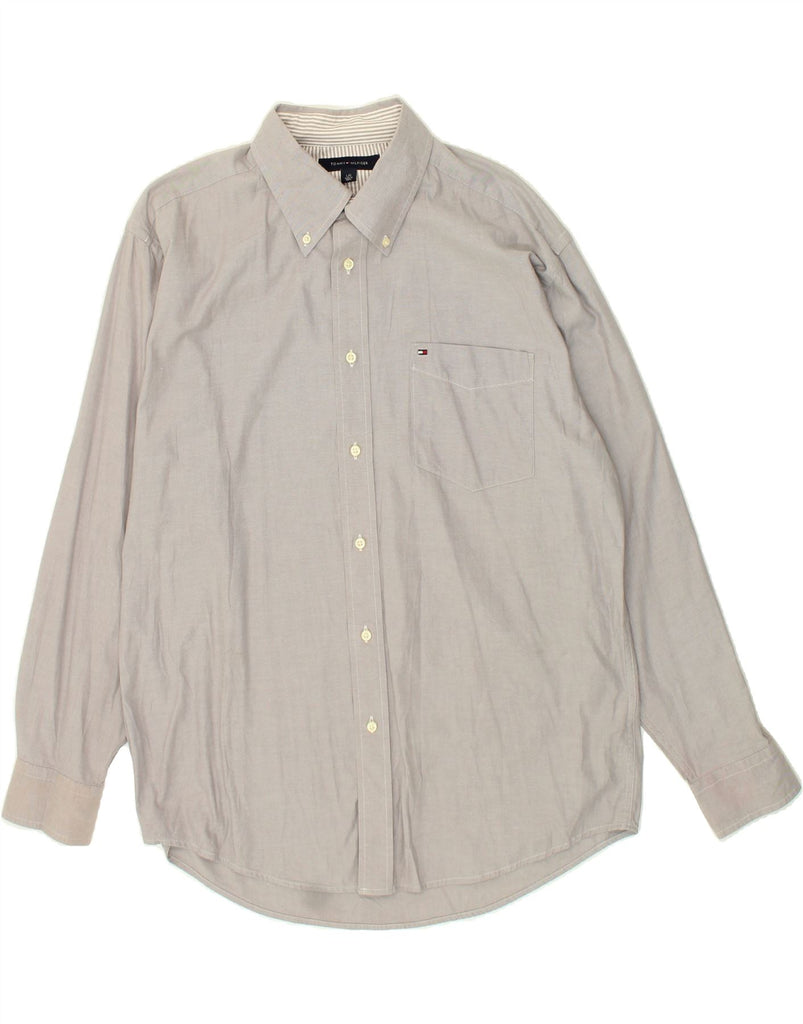 TOMMY HILFIGER Mens Shirt Large Grey Cotton | Vintage Tommy Hilfiger | Thrift | Second-Hand Tommy Hilfiger | Used Clothing | Messina Hembry 