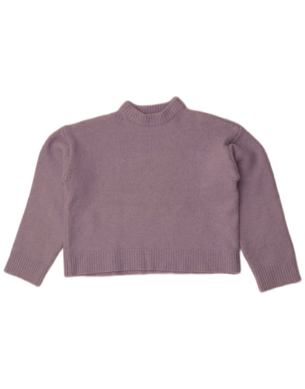 Zara Womens Crop Crew Neck Jumper Sweater UK 14 Medium Purple Polyester