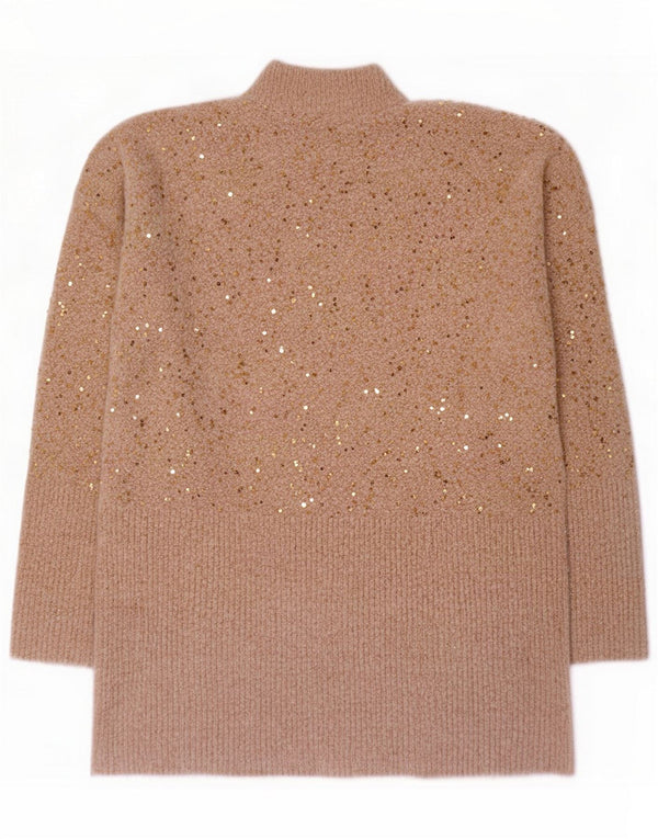 Oasis Womens Oversized Turtle Neck Jumper Sweater UK 6 XS Beige Acrylic