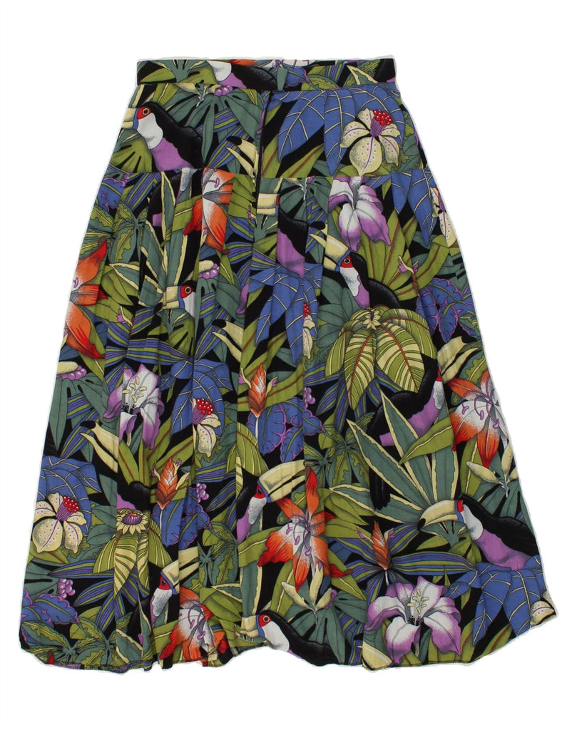 VINTAGE Womens Graphic Knife Pleated Skirt W28 Medium Multicoloured Floral Vintage Vintage and Second-Hand Vintage from Messina Hembry 