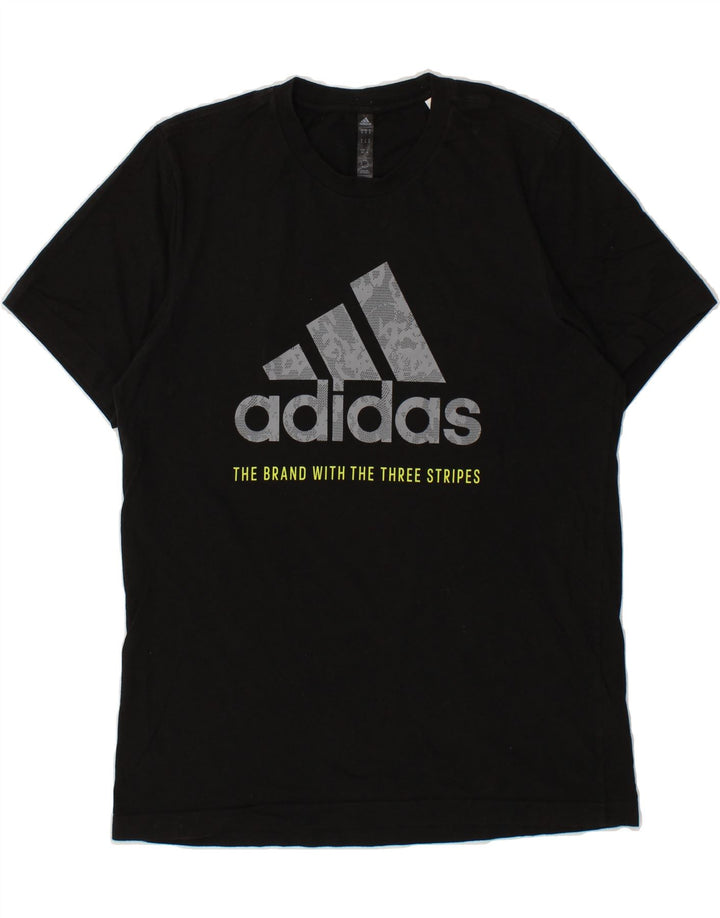 ADIDAS Mens Graphic T-Shirt Top Small Black Cotton Vintage Adidas and Second-Hand Adidas from Messina Hembry 