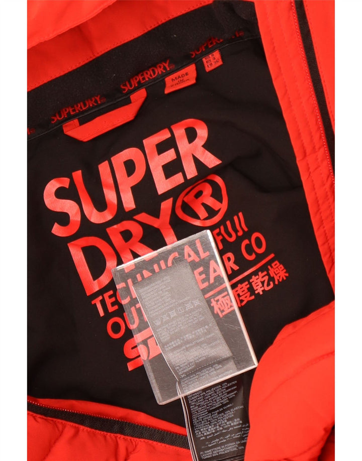 Superdry Womens Hooded Padded Jacket UK 8 Small Red Polyester